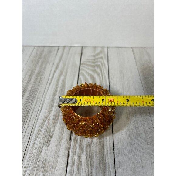 Vintage Beaded Napkin Holder Rings Orange for Party Holiday Dinner - Set Of 6 - Picture 7 of 7